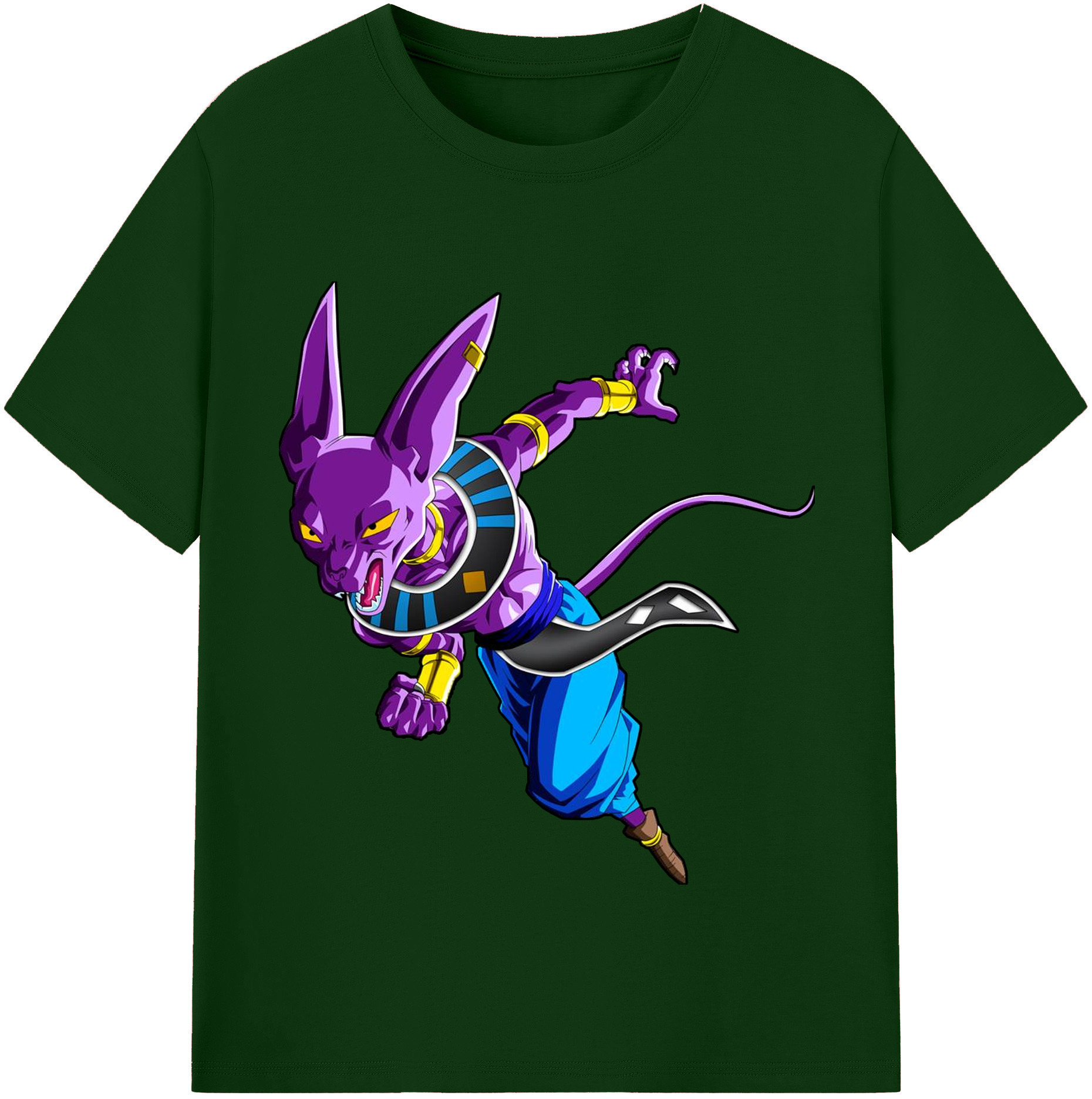 （画像用） ドラゴンボール ビルス 破壊神ビルス DRAGON BALL Beerus Birusu 綿100％半袖Tシャツ（フロントプリント）